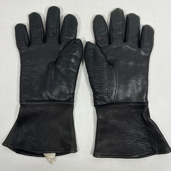 CHURCHILL Gloves Womens S Genuine Deerskin Leather Biker Buckle Black USA - Picture 2 of 9